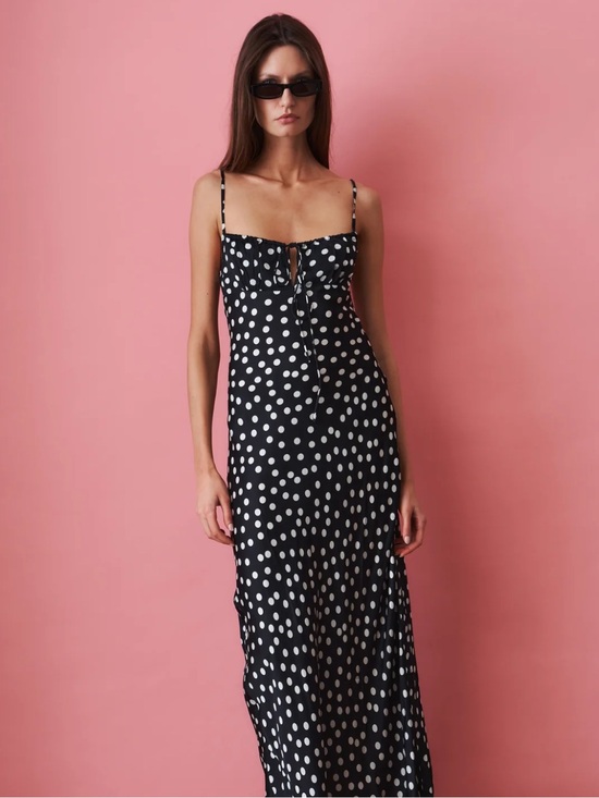 Leslie Amon Dresses & Skirts - Leslie Amon Slip Dress in Black Polka